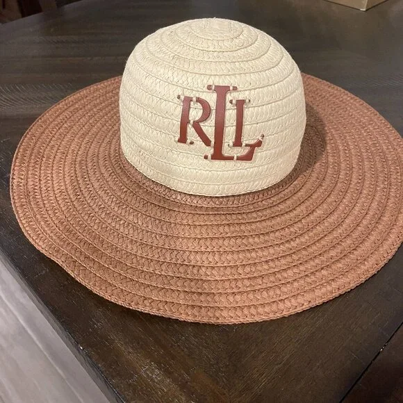 Ralph Lauren Woven Sun Hat With Leather/Floppy Beach Hat - Picture 1 of 7